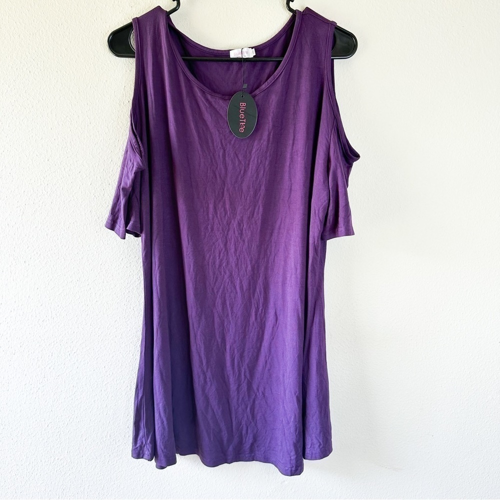 Blue Time Open Shoulder Purple Shirt SZ- 3XL